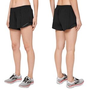Lululemon Hotty Hot Short II *Long 4" Size 4 Black Low Rise